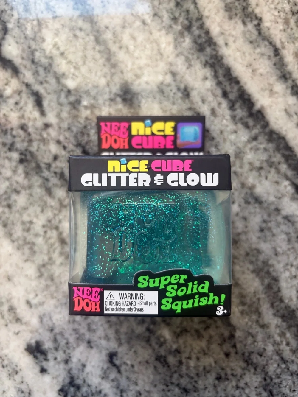 Nee Doh Nice Cube Glitter & Glow Super Blue Cube NEW Sealed Authentic NeeDoh